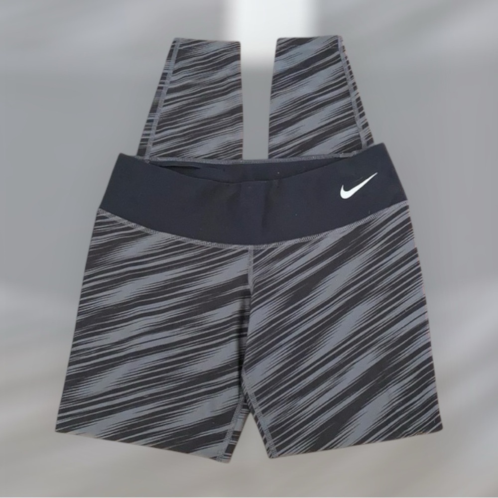 Nike Dri-Fit Leggings Womens Air Force Black Gray striped Athletic Wear Size S